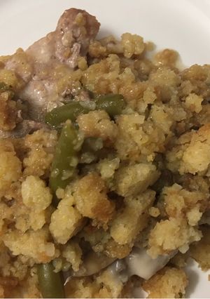A picture of Pork chop stuffing.