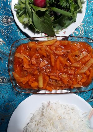 عکسی از دستور گوشت چرخکرده باکلم وهویج