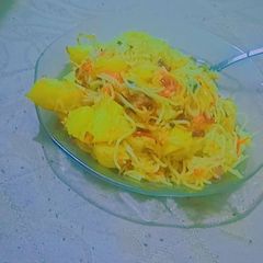 A picture of Sphagetti with potatoes.