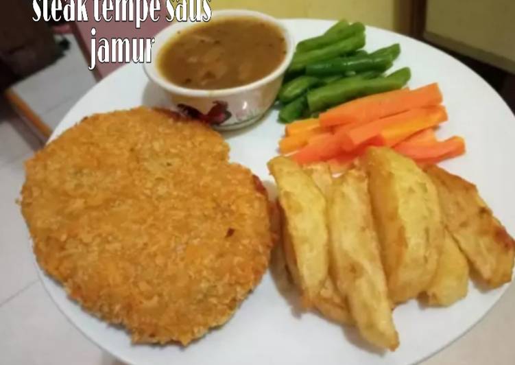 Cara Gampang Menyiapkan Steak tempe saus jamur yang Enak Banget