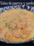 Salsa de puerros y gambas