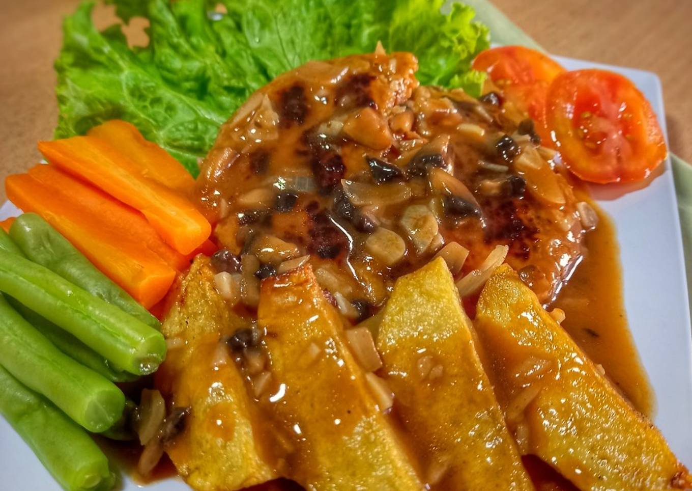 Resep Steak Tempe dg Saus Jamur yang Lezat