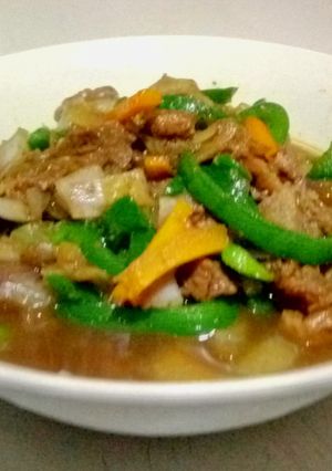 A picture of Three Strips Beef Sauce.