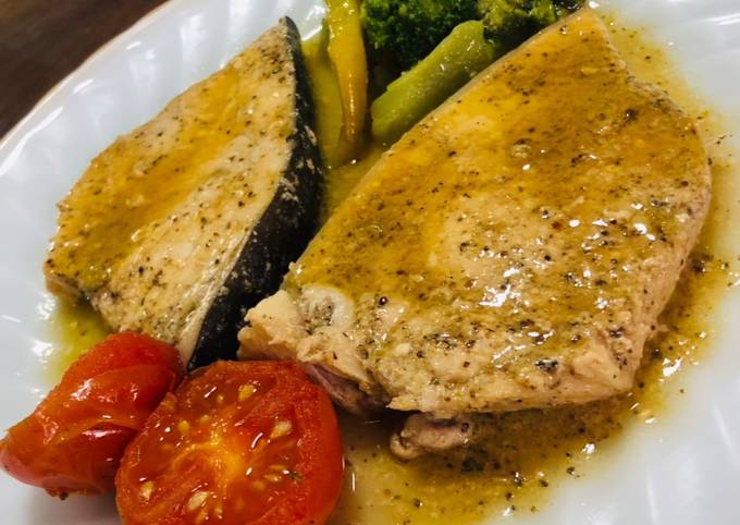 Blue Marlin Steaks • Fish in Peppery Lemon - Butter - EVOO Sauce