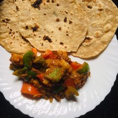 Sweet potatoes+ Shimla mirch sabji A picture of Sweet potatoes+ Shimla mirch sabji.