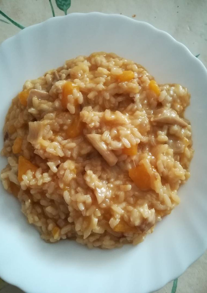Una foto de Risotto de setas y calabaza