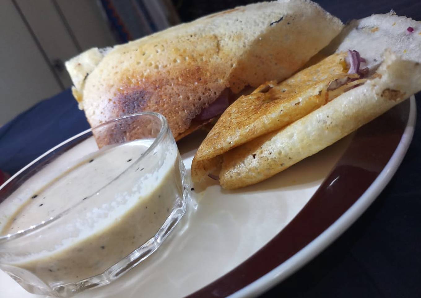 Dosa with coconut chutney