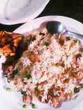 Soya Chunks Pulav With Cucumber Raita