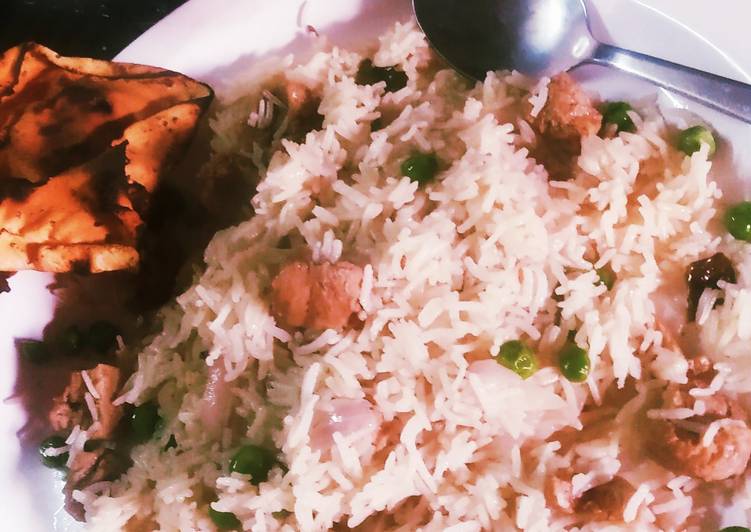 #Soya_Chunks_Pulav With Cucumber Raita