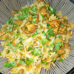 A picture of Fried Chicken Masala Pasta.