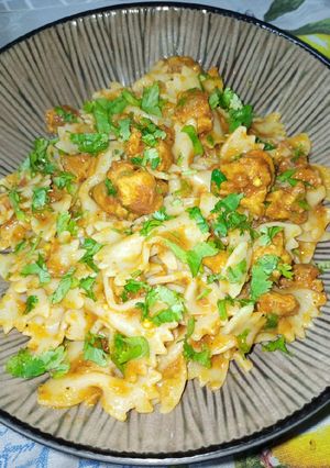 A picture of Fried Chicken Masala Pasta.