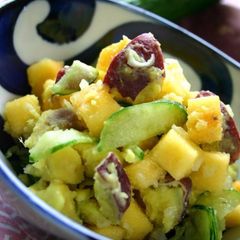 A picture of Persimmon and Sweet Potato Salad Spiced with Wasabi.