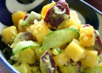 Easiest Way to Recipe Tasty Persimmon and Sweet Potato Salad Spiced with Wasabi