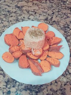 Una foto de Batata al microondas con arroz basmati
