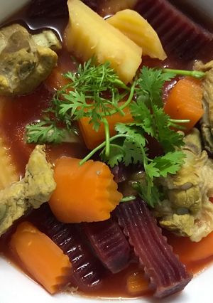 Hình của món Soup rau củ sườn non.