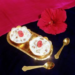 A picture of Chanar Payesh / Paneer Kheer.