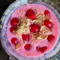 A picture of Rose cherry kheer.