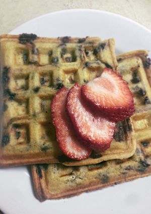 Una foto de Waffles con chispas de chocolate