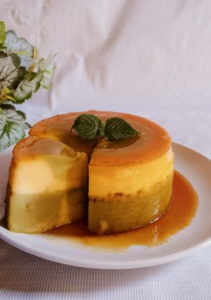 Foto resep Cheese Cake Kukus Caramel Matcha
