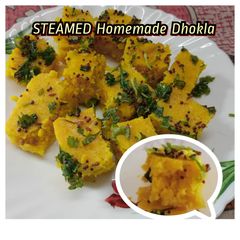 A picture of STEAMED Homemade Dhoklas.