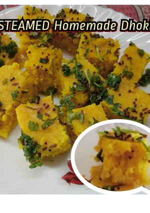 A picture of STEAMED Homemade Dhoklas.