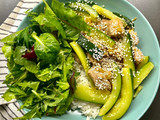 Bocconcini di maiale e pera alla coreana (con zenzero, riso basmati, insalata e zucchine)