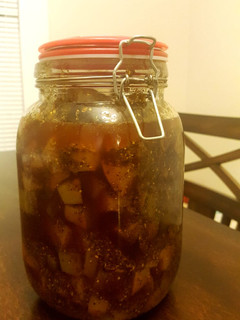 A picture of Aam Tel (Raw mango pickle in oil).