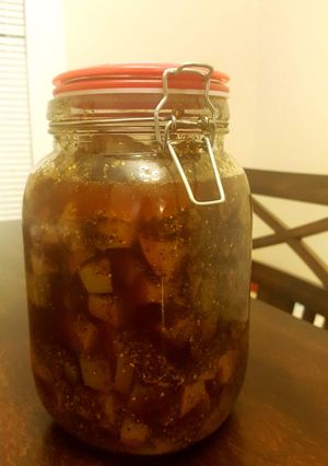 A picture of Aam Tel (Raw mango pickle in oil).