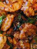 Shrimp saute with curry leaves