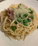 Pasta with Peas, Prosciutto, and Parmesan Cheese