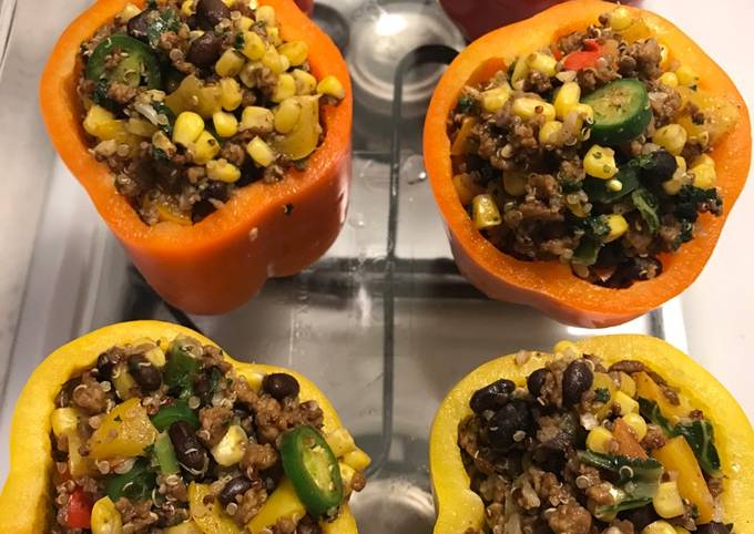 Vegan Burrito Bowl Stuffed Peppers