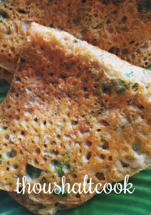 A picture of Sprouts and Barley Flour Pancakes / Bajre ka Pooda.