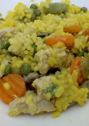 Una foto de Arroz con menestra y cerdo
