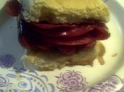 A picture of bread salami