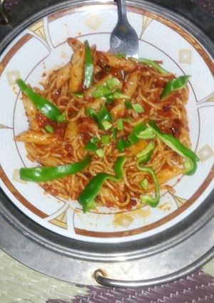 صورة لوصفة معكرونة بلخضرة عطريقتي