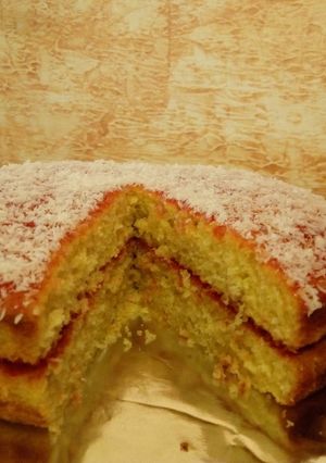 A picture of #CoastalCoconutRecipeChallengeVanillacoconutcake.