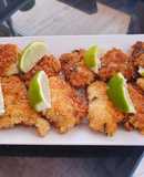 Medallones de pollo rebozados con cilantro y panko
