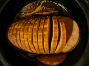 A picture of glazed ham
