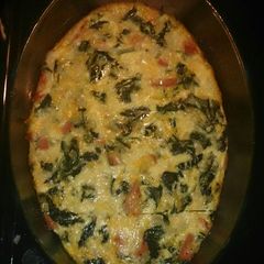 A picture of Crust-less Spinach and Ham Quiche.
