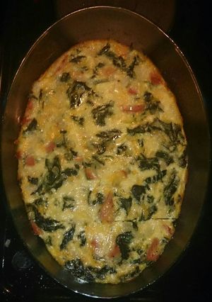 A picture of Crust-less Spinach and Ham Quiche.