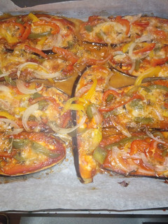 Una foto de Pizza de berenjena