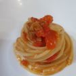 Spaghetto pomodorino e rigatina croccante