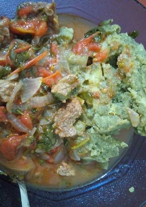 A picture of Vegetable mukimo+ meat stew #authors marathon.