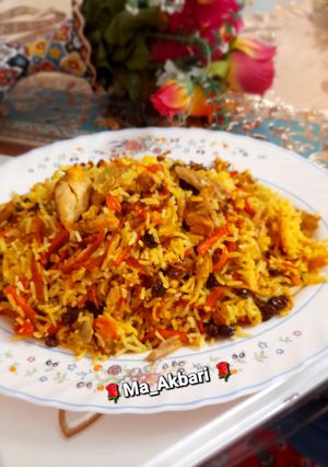 عکسی از دستور 🎀قابلی پلوی افغانی با مرغ