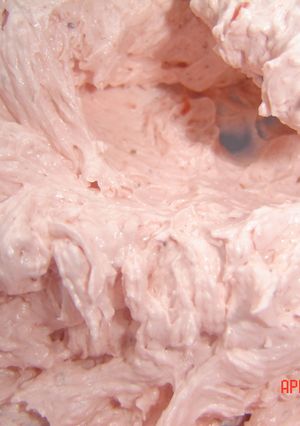A picture of Strawberry buttercream frosting.