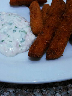 A picture of Fish Fingers and Tartar Sauce.