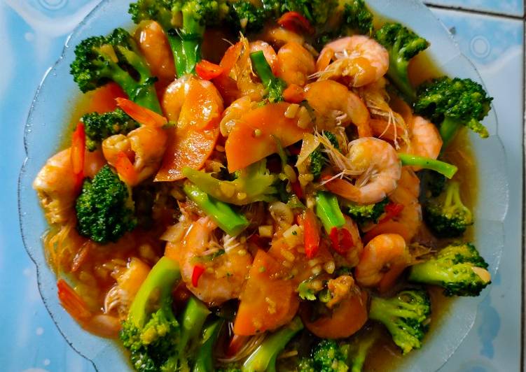 Tumis udang brokoli saus tiram