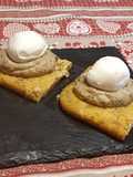 Crostoni di cecina con crema di funghi porcini e mozzarella