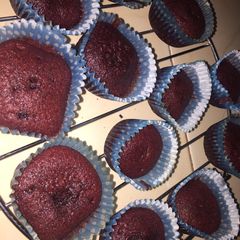 A picture of Red velvet cup cakes.