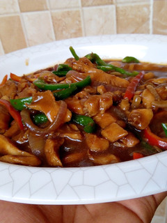 A picture of Shredded chicken sauce.